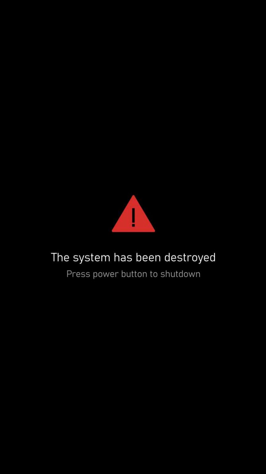 the system has been destroyed press power button to shutdown redmi 9