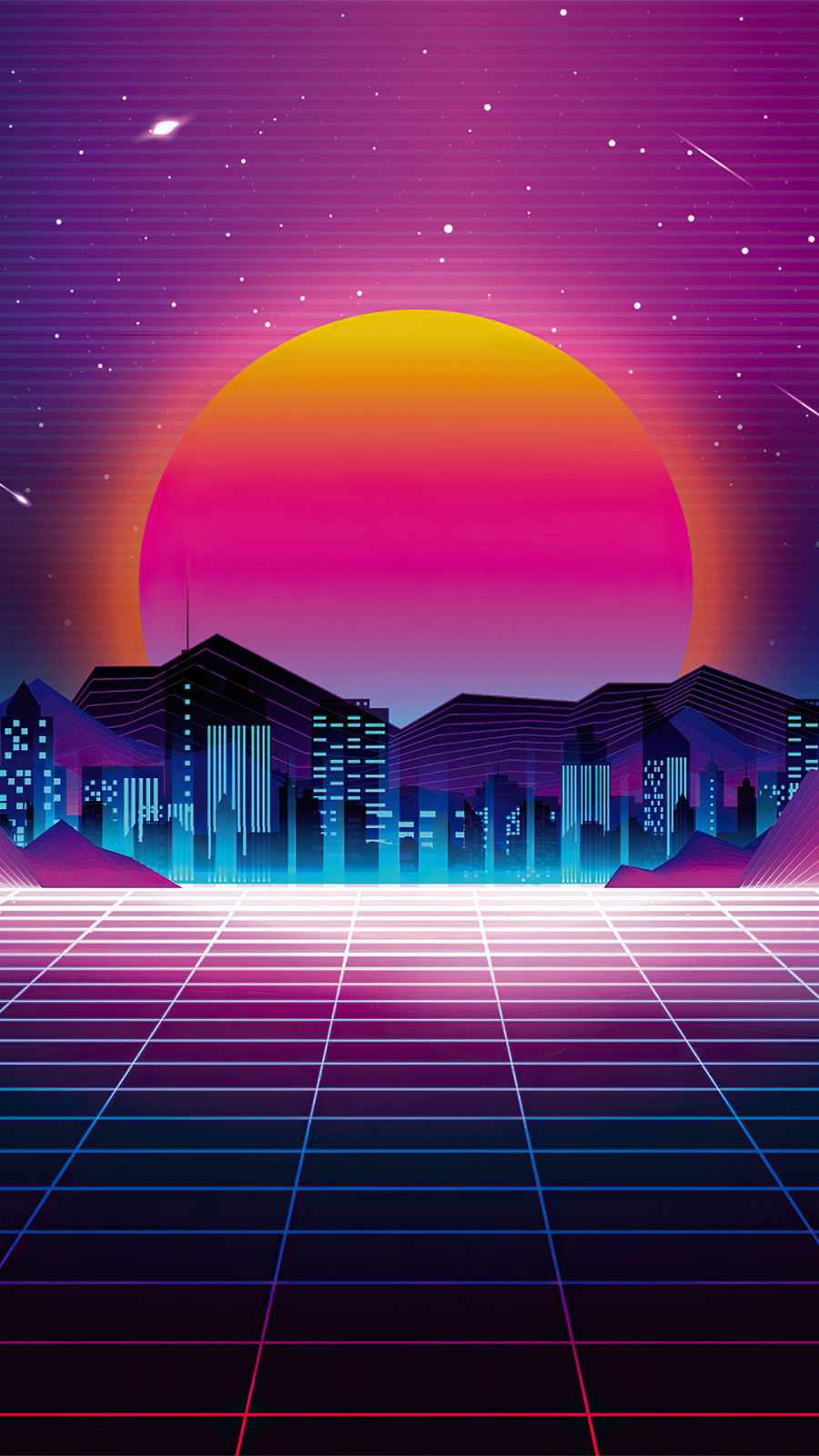 retro city sunset 4k