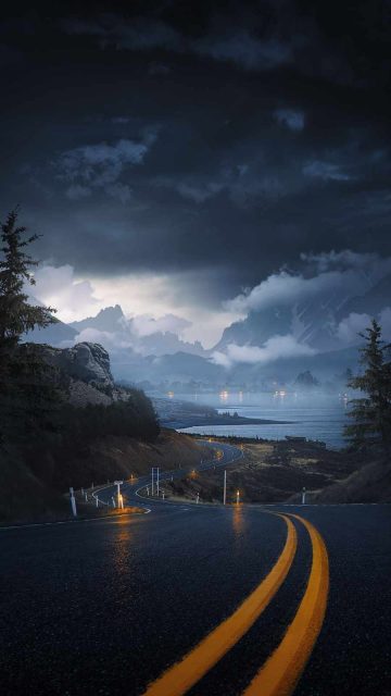 Cloudy Road Scenery iPhone Wallpaper