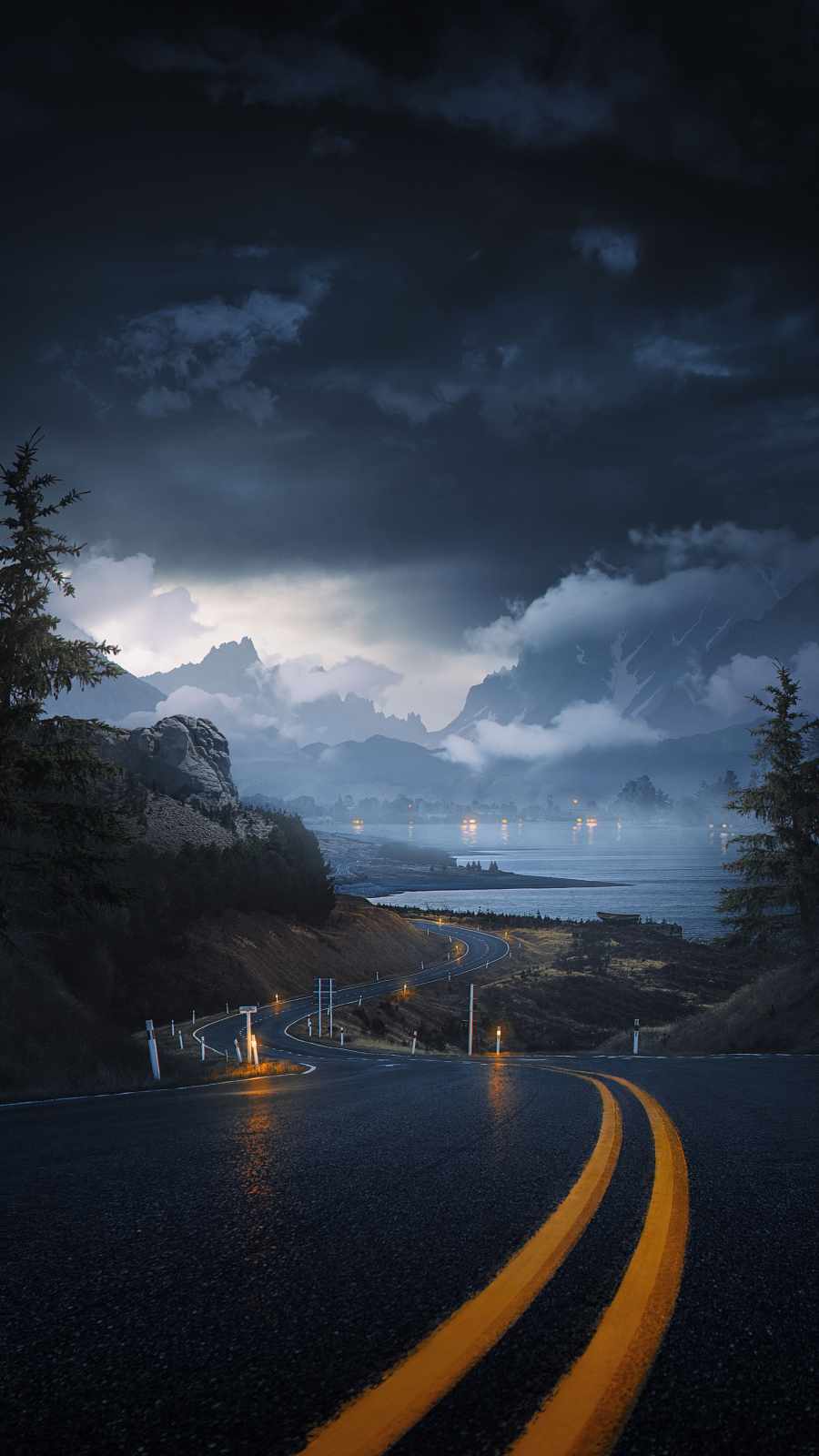 Cloudy Road Scenery iPhone Wallpaper