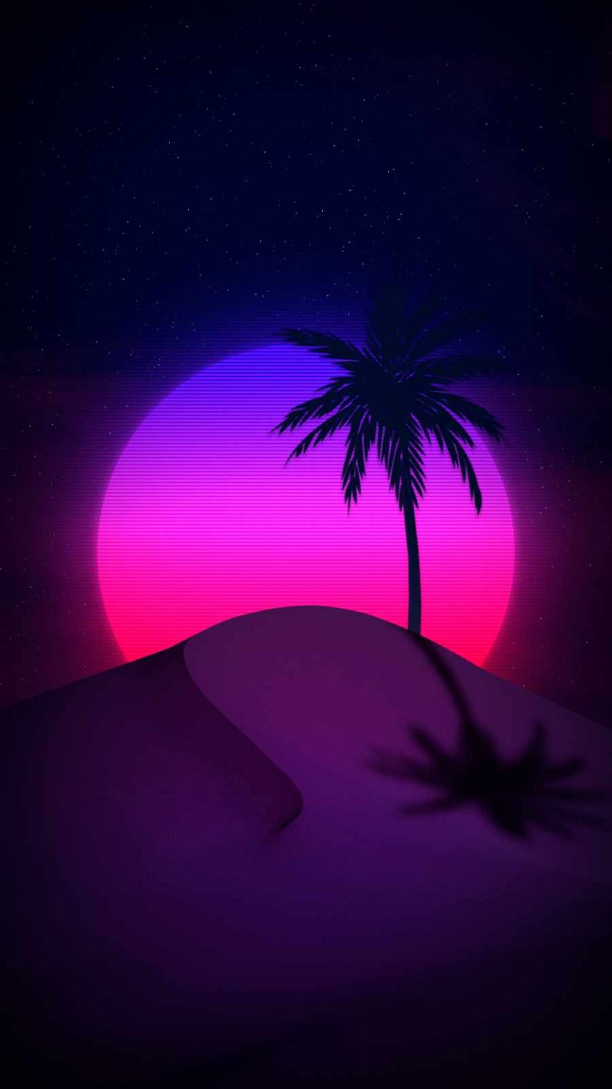 Desert Retro Moon iPhone Wallpaper » iPhone Wallpapers