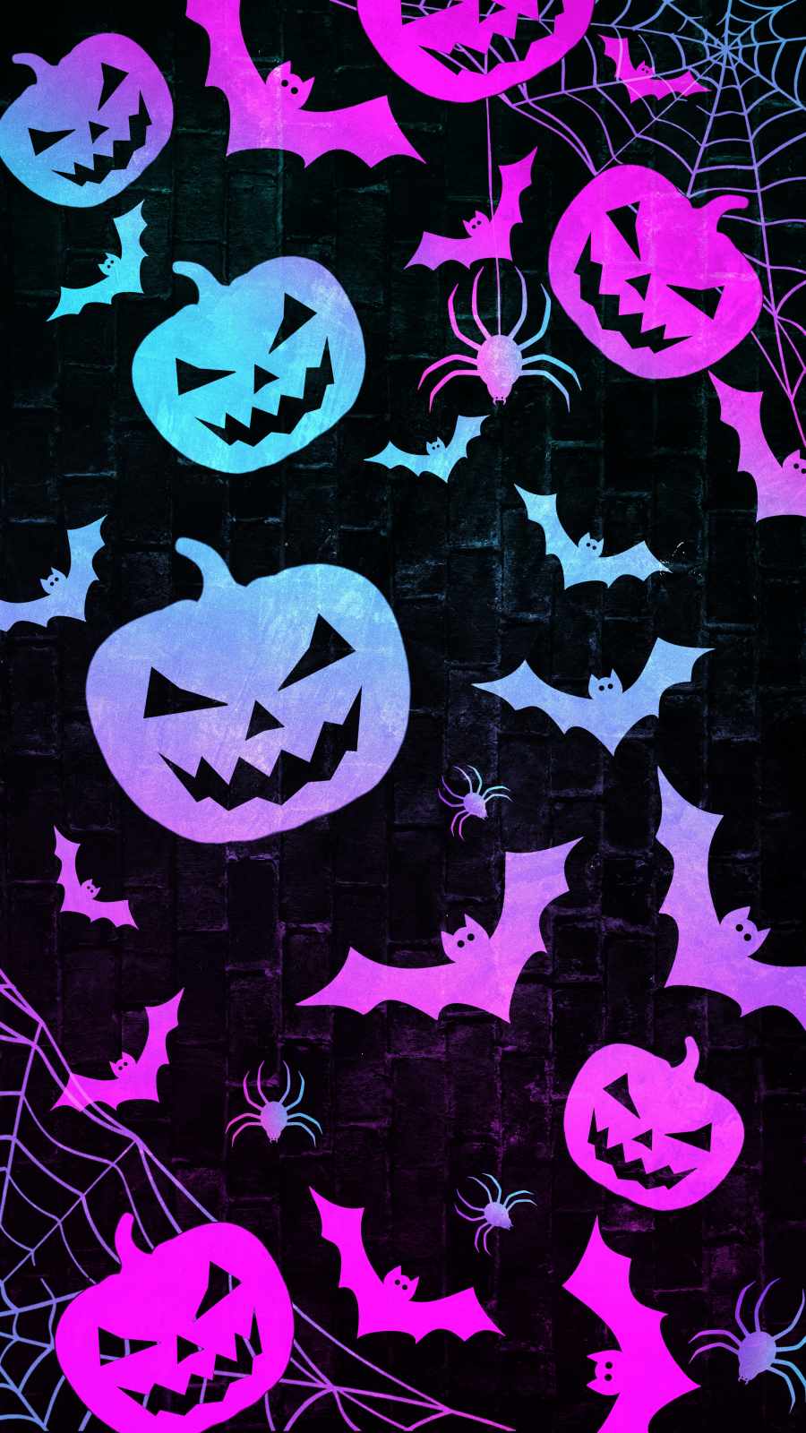 Halloween Pumpkins and Bats iPhone Wallpaper