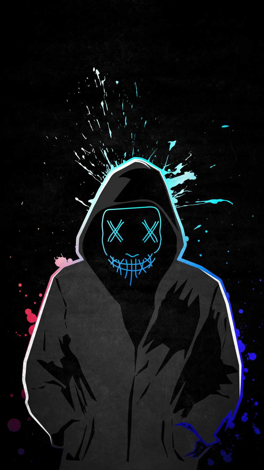 Neon Mask Hoodie Guy iPhone Wallpaper