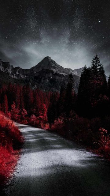 Red Forest Mountains iPhone Wallpaper
