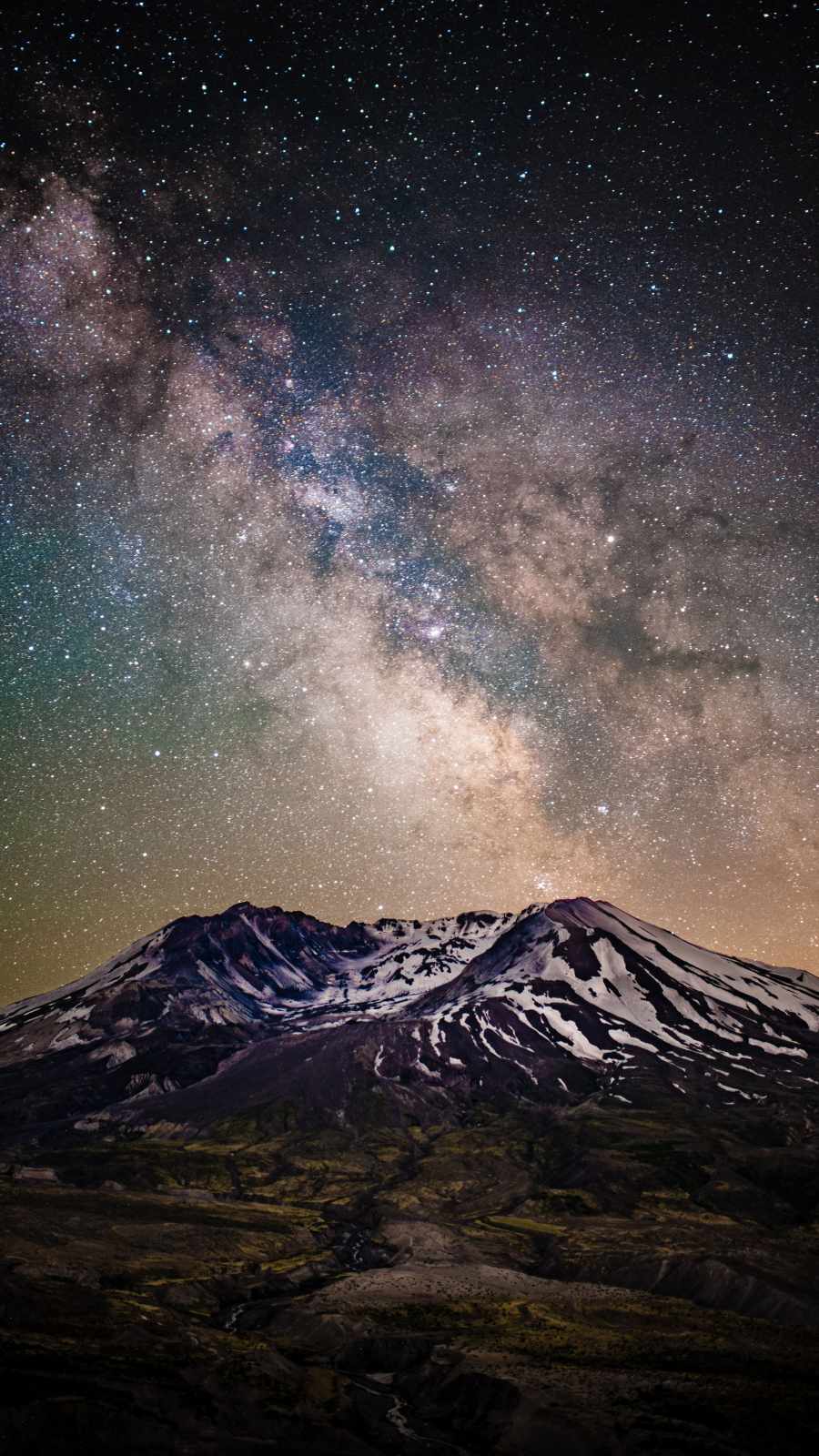 Snow Mountains Starry Night iPhone Wallpaper