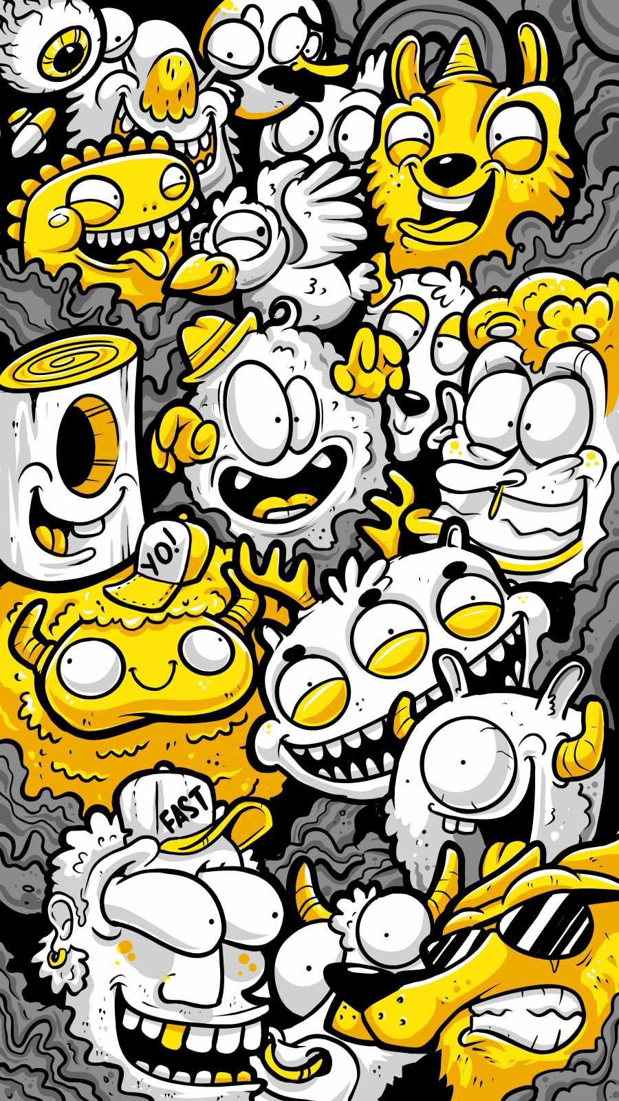 Toon Faces iPhone Wallpaper
