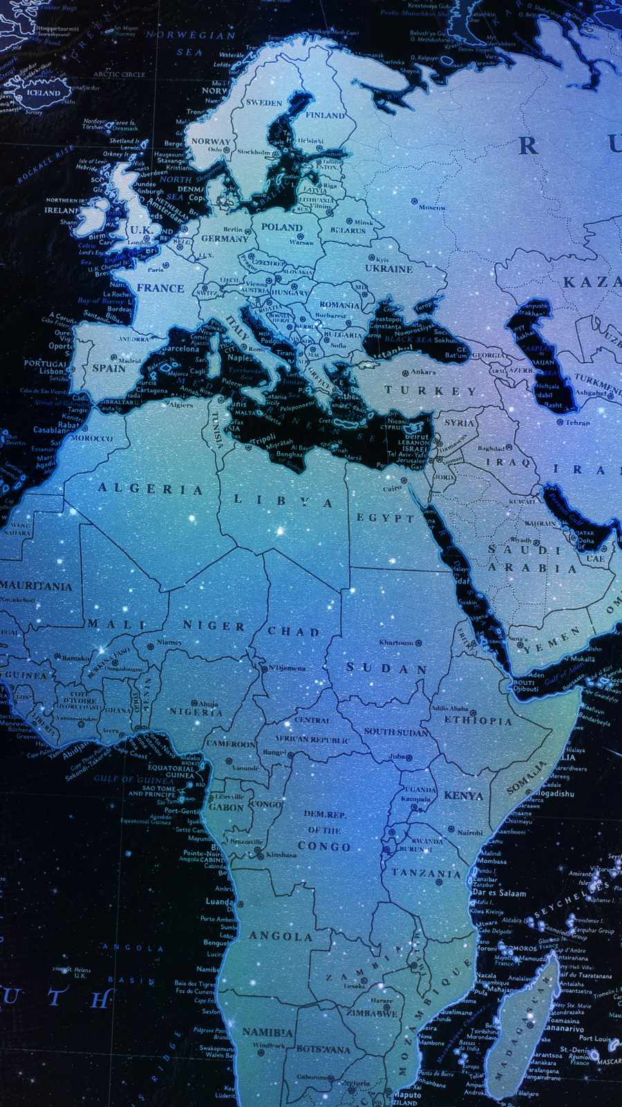 World Map with Names iPhone Wallpaper