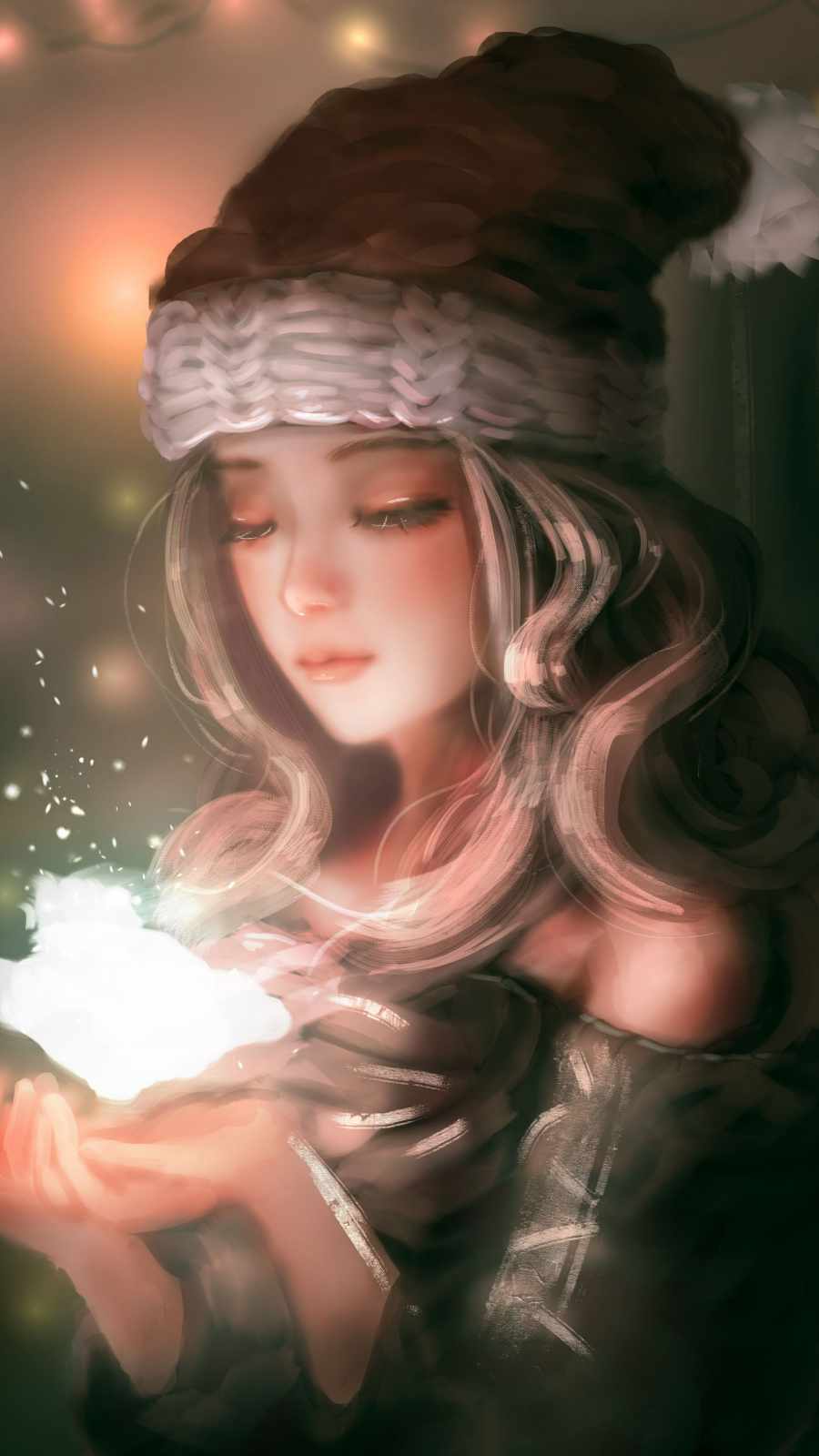 Christmas Girl Magic iPhone Wallpaper