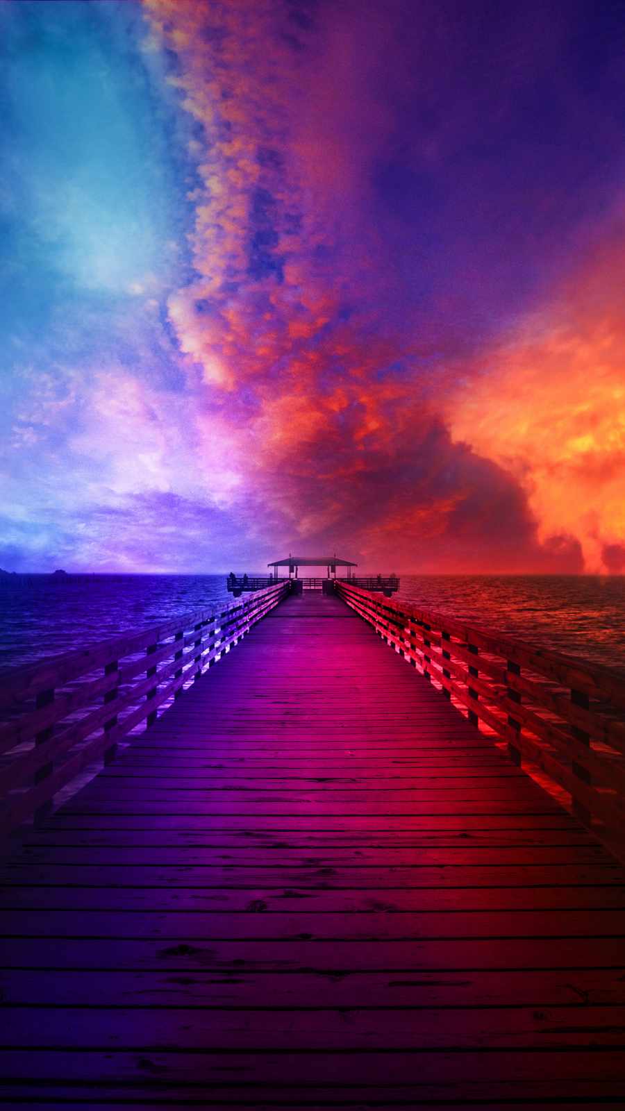 Colorful Clouds Pier iPhone Wallpaper