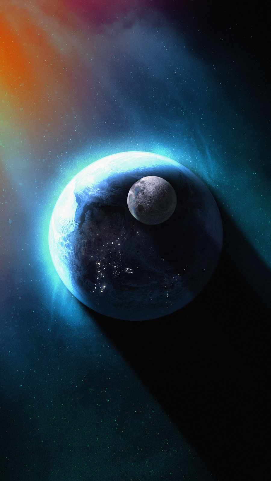 Earth with Moon iPhone Wallpaper