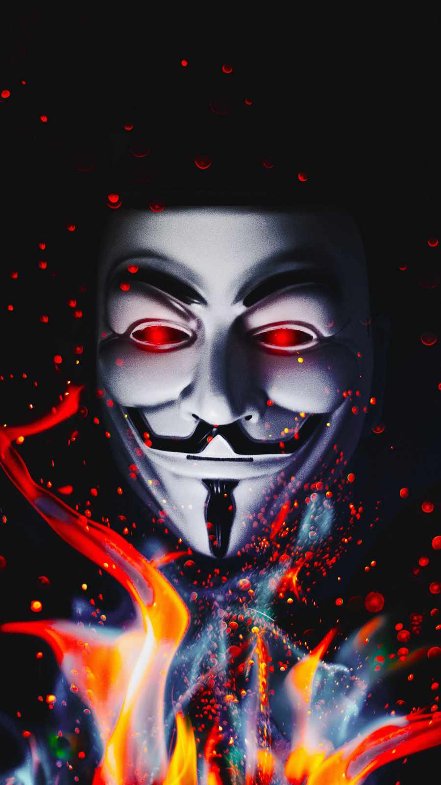 Fire Anonymous Guy iPhone Wallpaper