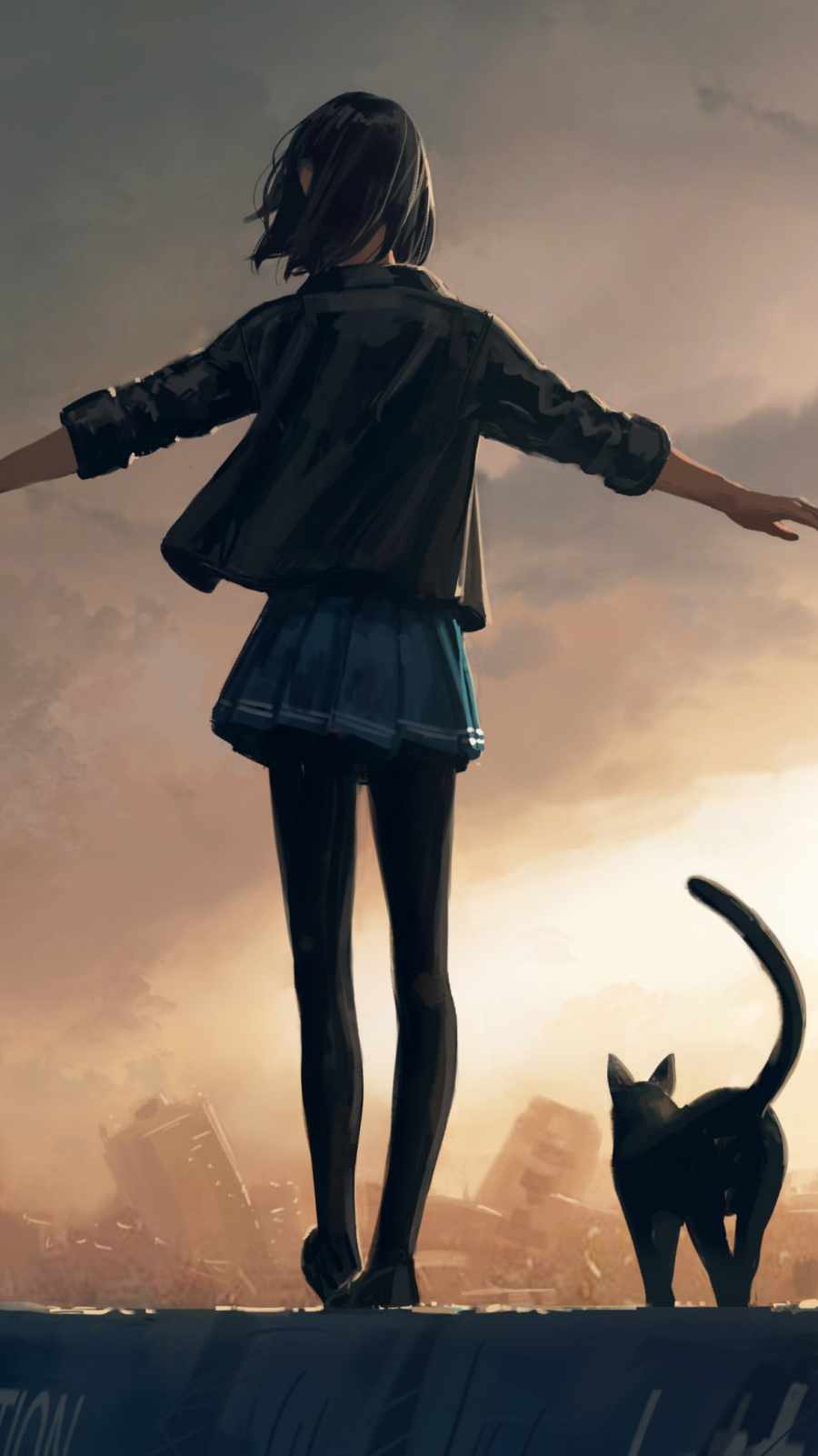 Girl with Cat iPhone Wallpaper