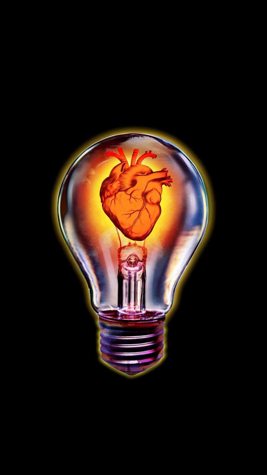 Heart in Bulb iPhone Wallpaper