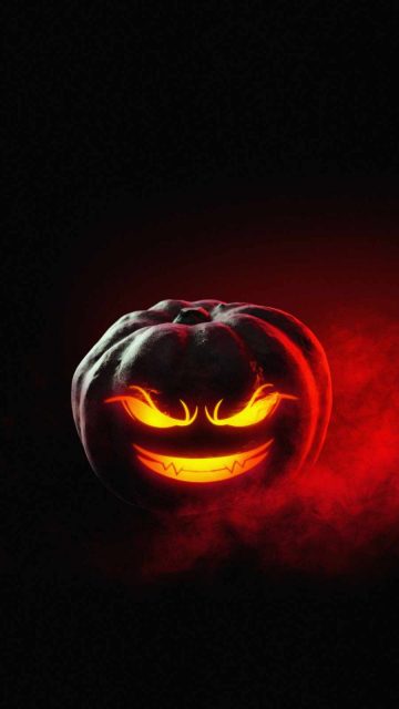 Pumpkin Evil Face iPhone Wallpaper