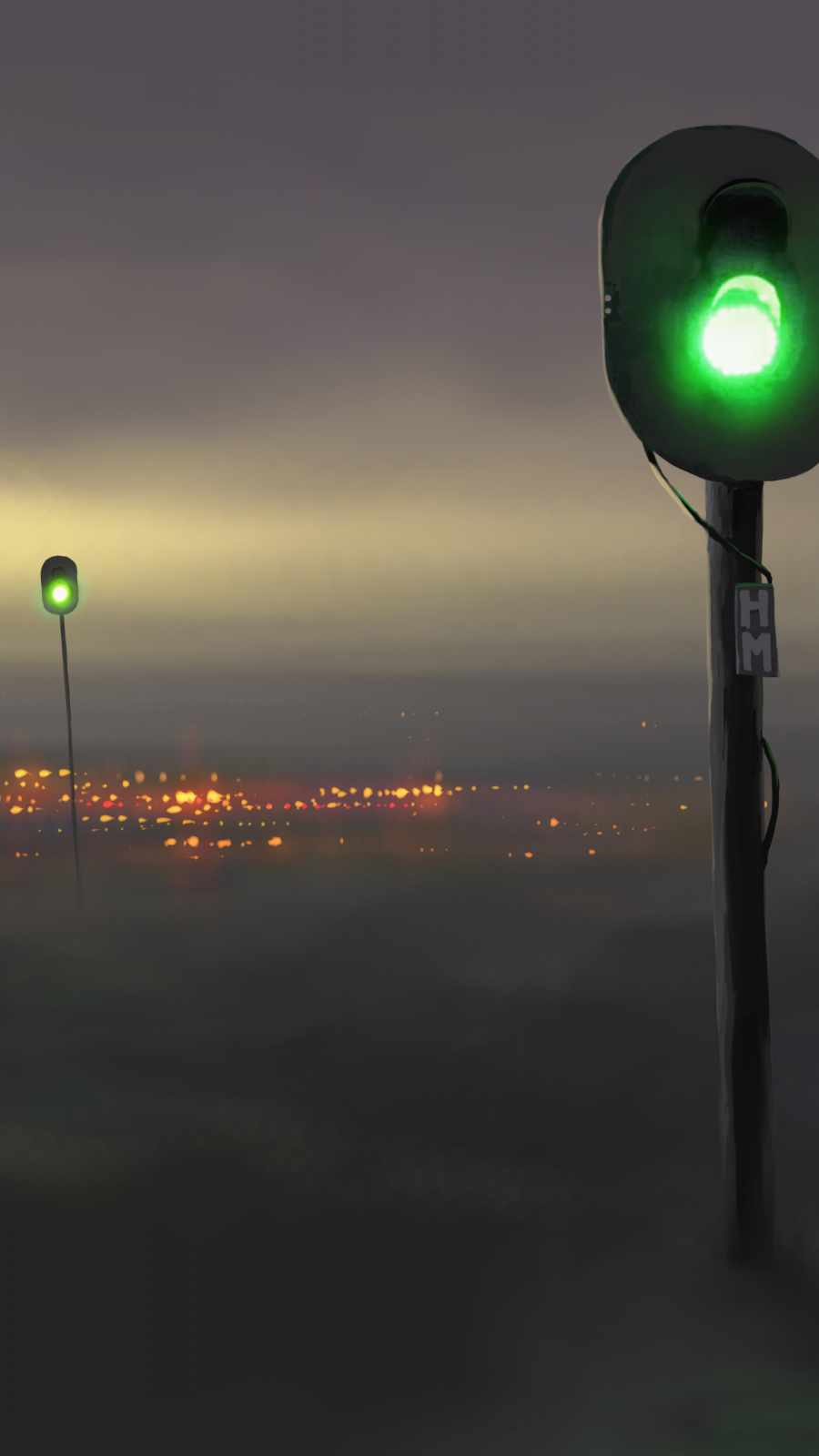 Traffic Lights in Fog iPhone Wallpaper