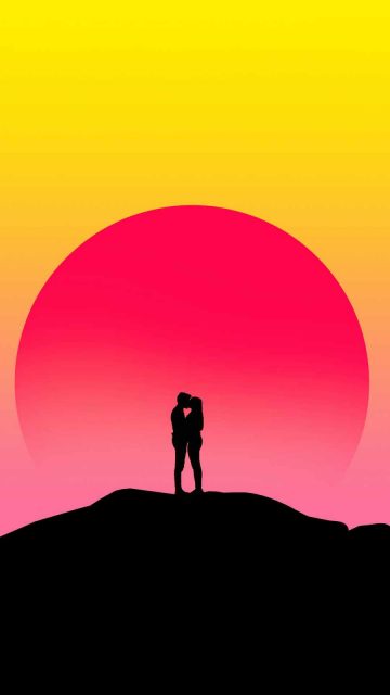 couple kissing silhouette iPhone Wallpaper