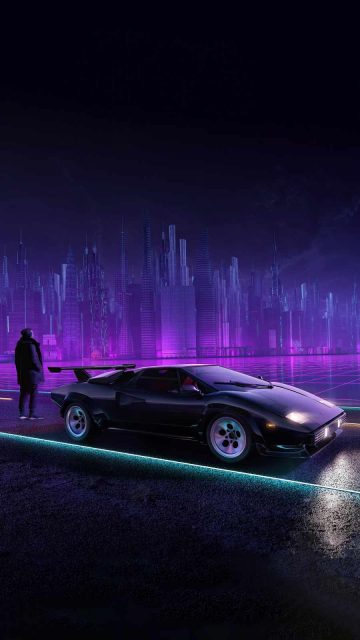 retropunk lamborghini classic iPhone Wallpaper