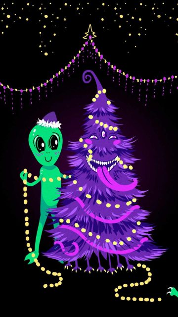 Alien Christmas iPhone Wallpaper