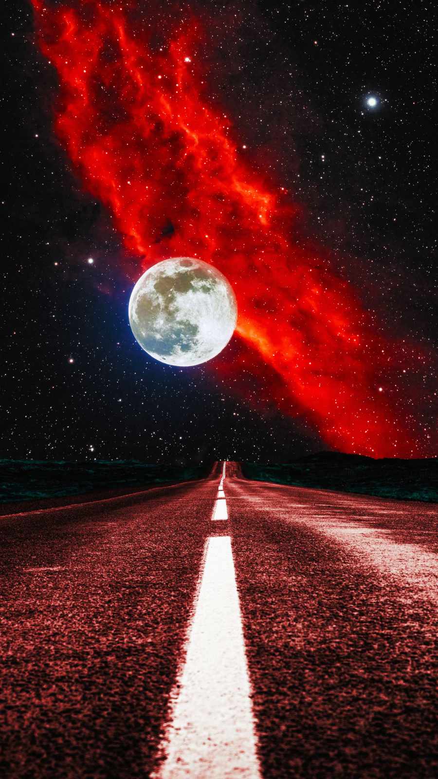 Big Moon Road iPhone Wallpaper