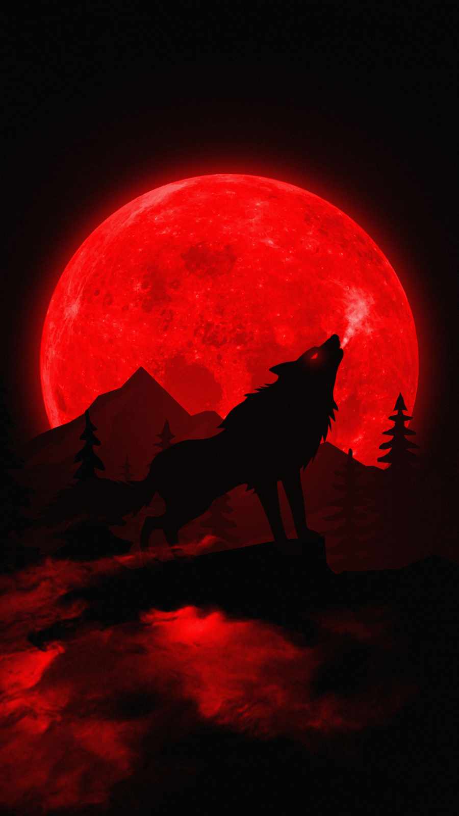 Blood Moon Lone Wolf iPhone Wallpaper