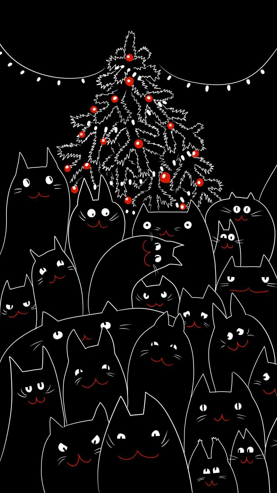 Cat Christmas iPhone Wallpaper