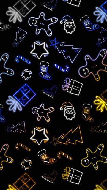 Christmas Neon Pattern iPhone Wallpaper
