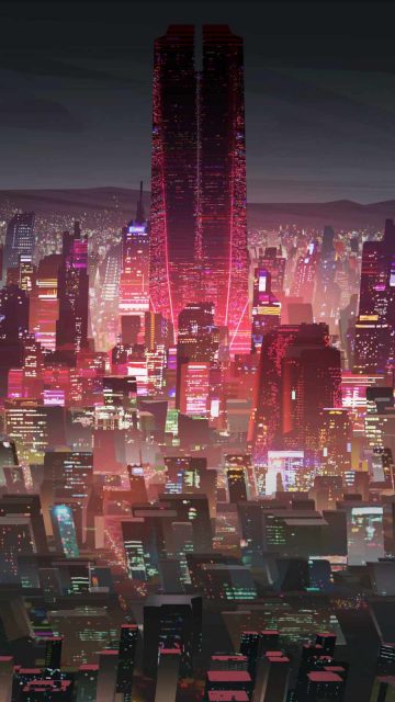 Future Cyber City iPhone Wallpaper