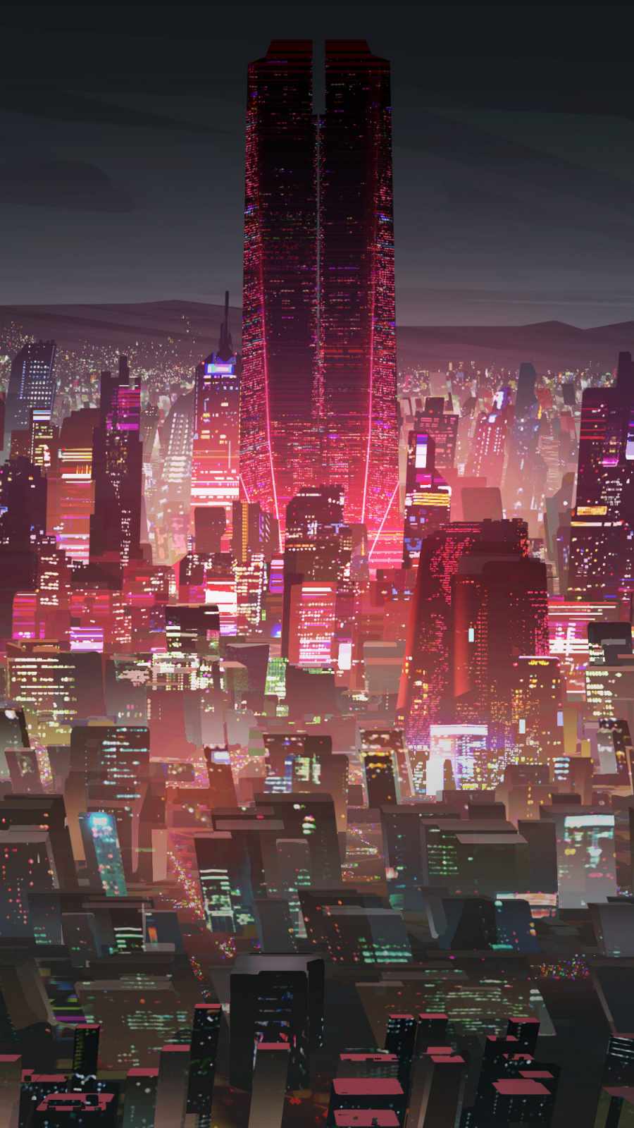 Future Cyber City iPhone Wallpaper