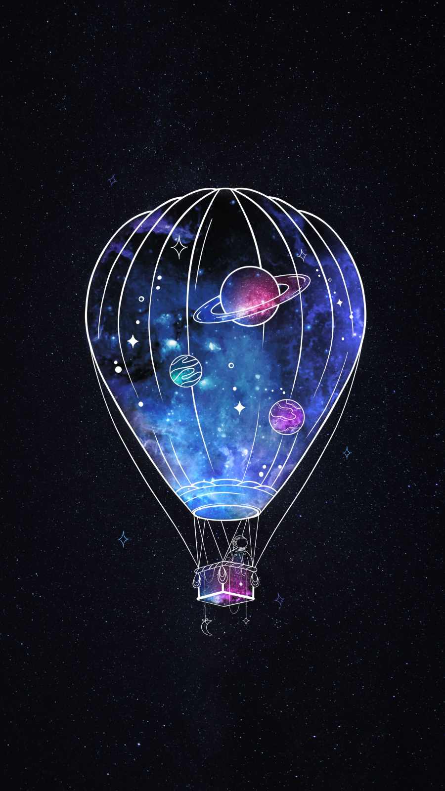 Hot Air Balloon in Space iPhone Wallpaper