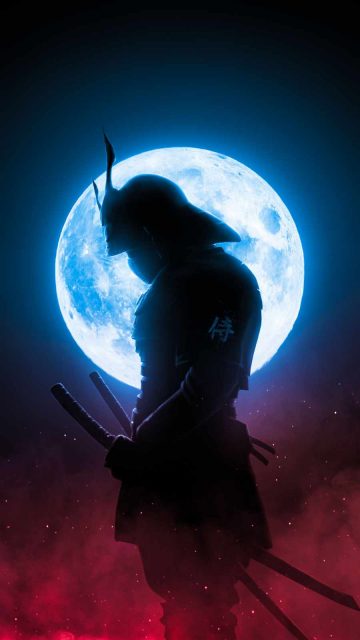 Moon Samurai iPhone Wallpaper