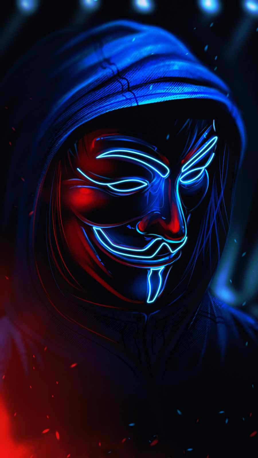 Neon Mask in Hoodie iPhone Wallpaper