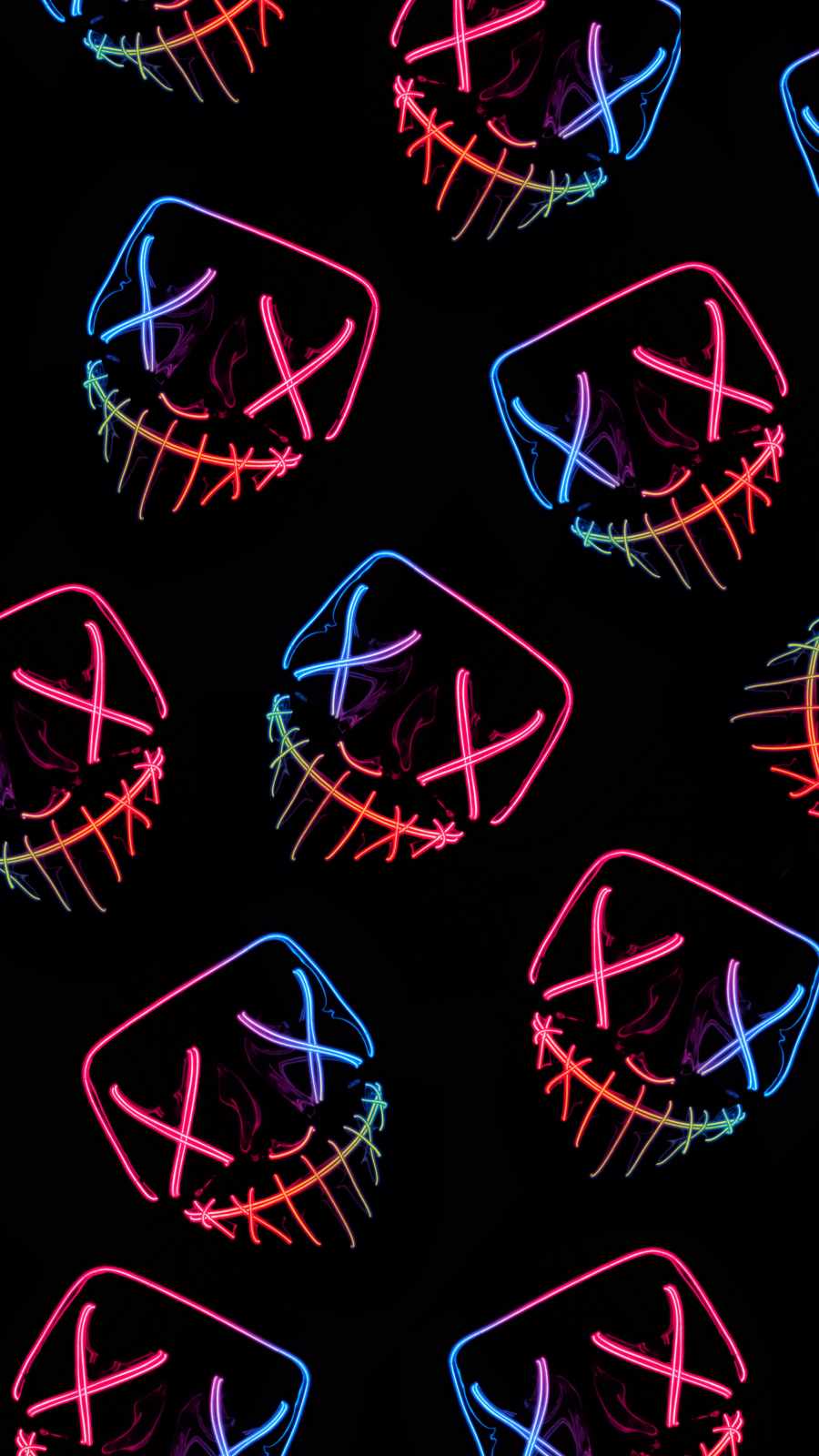 Neon Masks iPhone Wallpaper