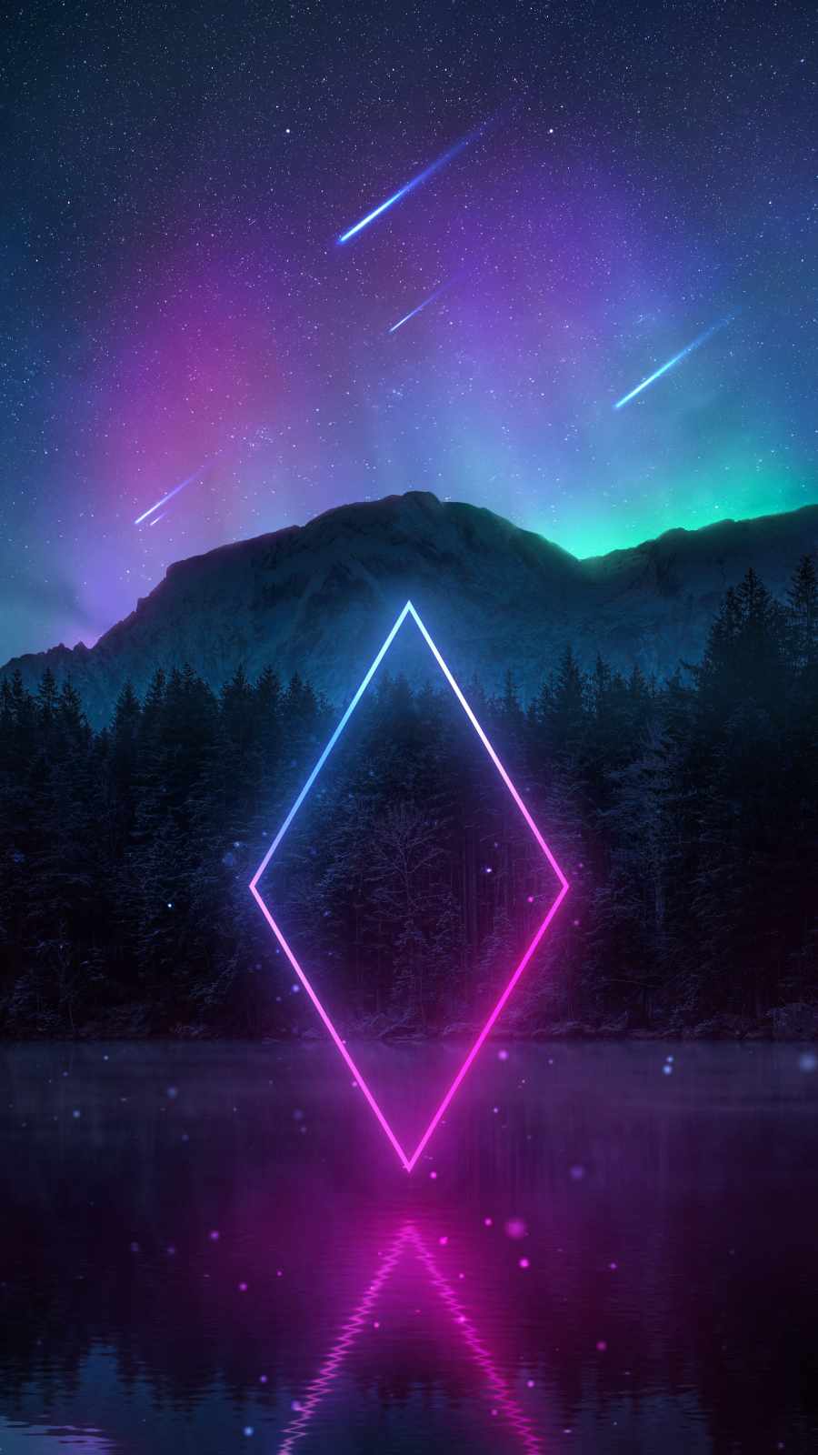Neon Rhombus in Night iPhone Wallpaper