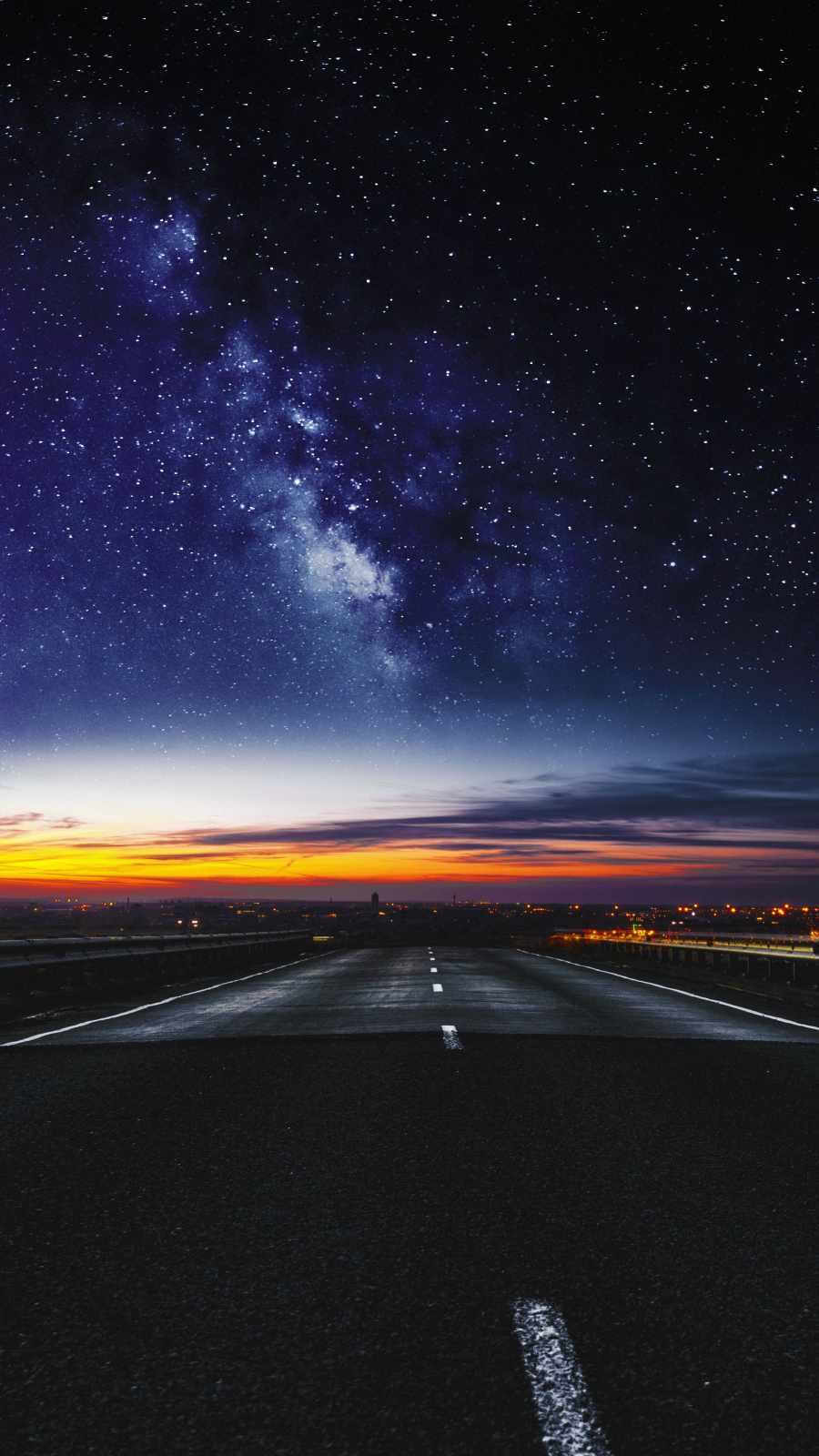 Night Road Starry Sky iPhone Wallpaper