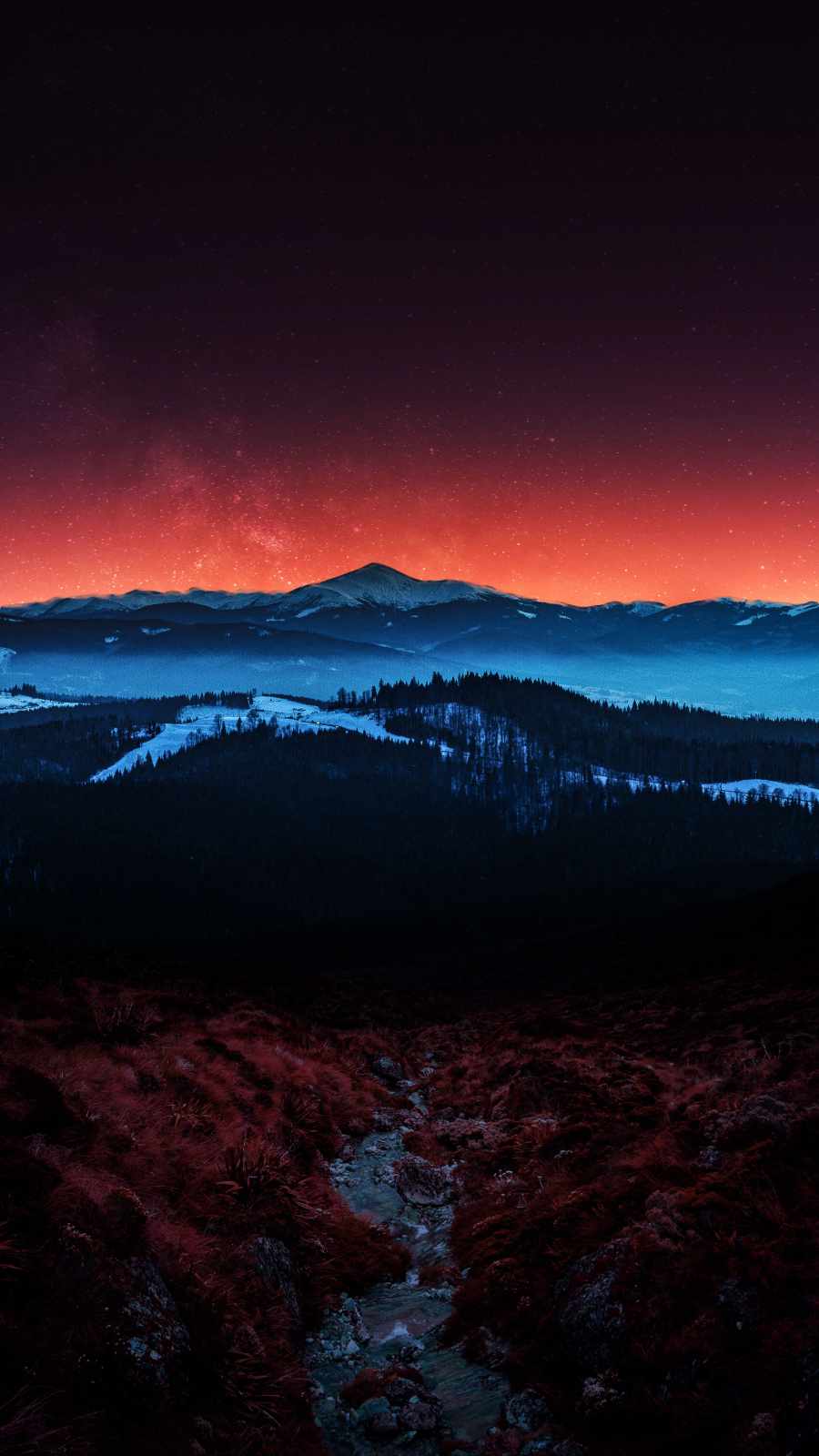 Night Snow Mountains iPhone Wallpaper
