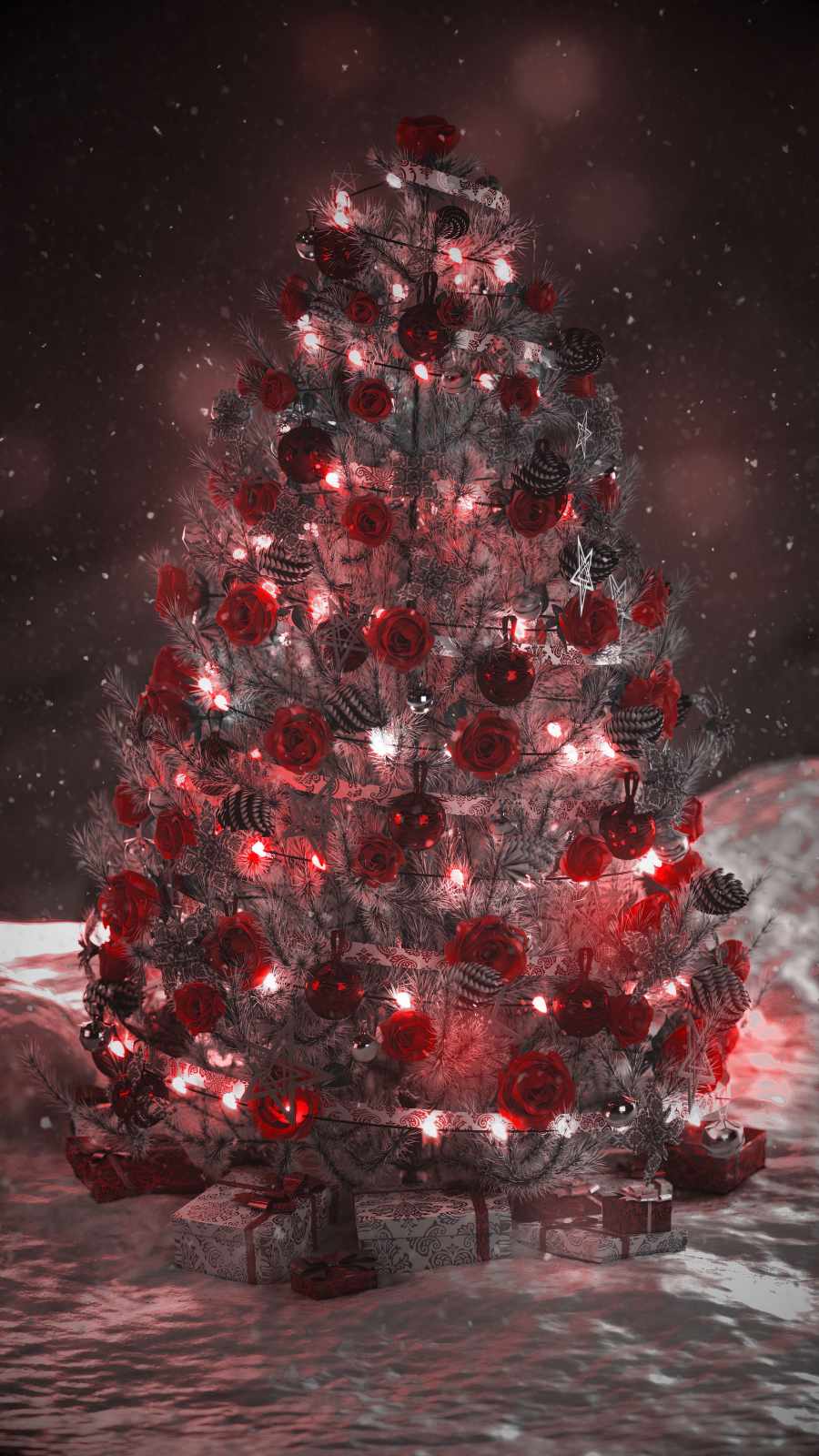 Rose Christmas Tree iPhone Wallpaper