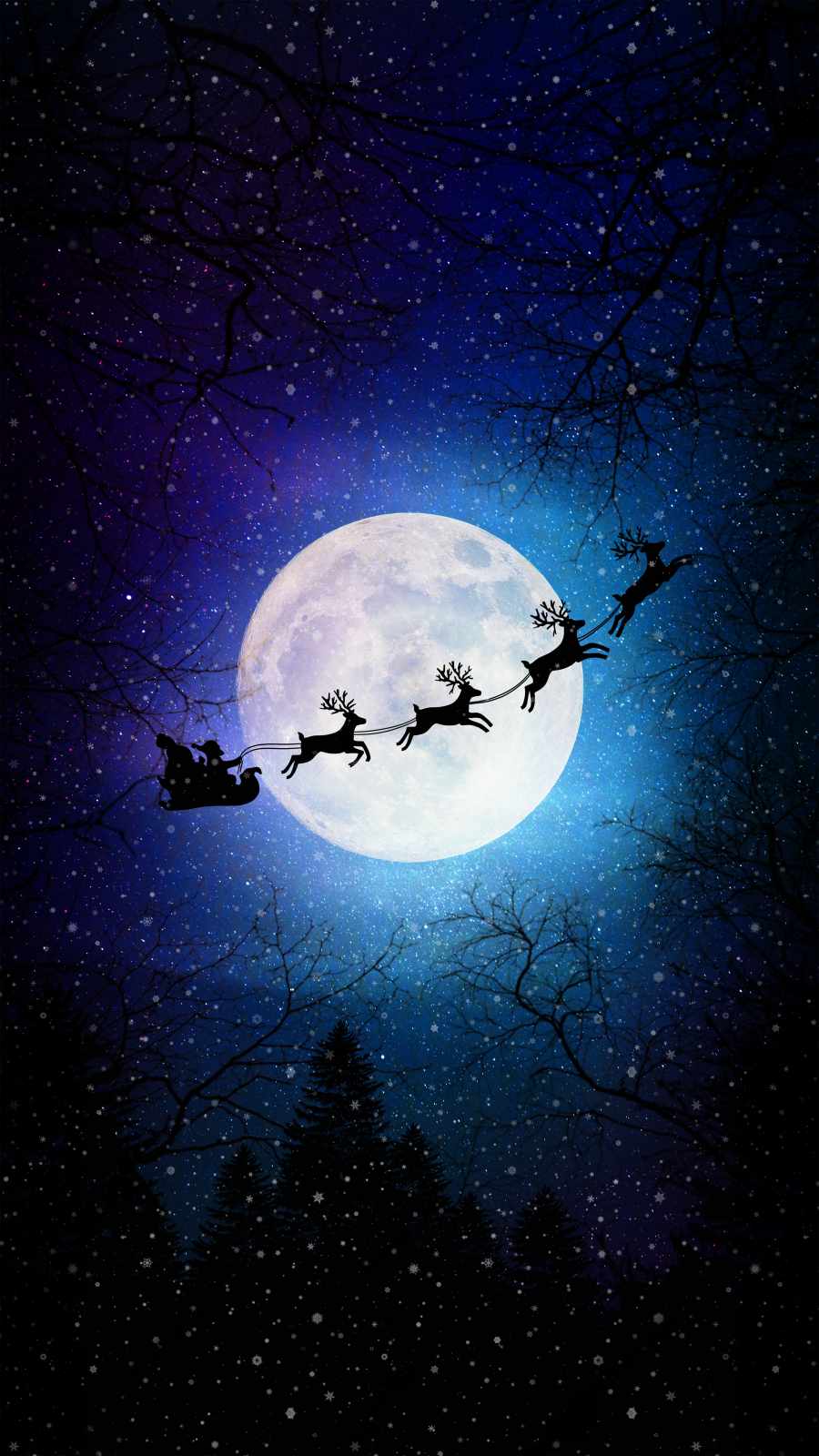 Santa Christmas Moon iPhone Wallpaper