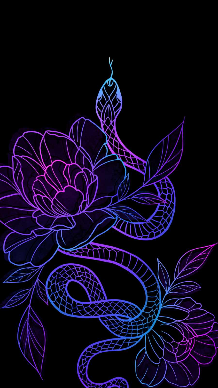 Snake and Flowers iPhone Wallpaper