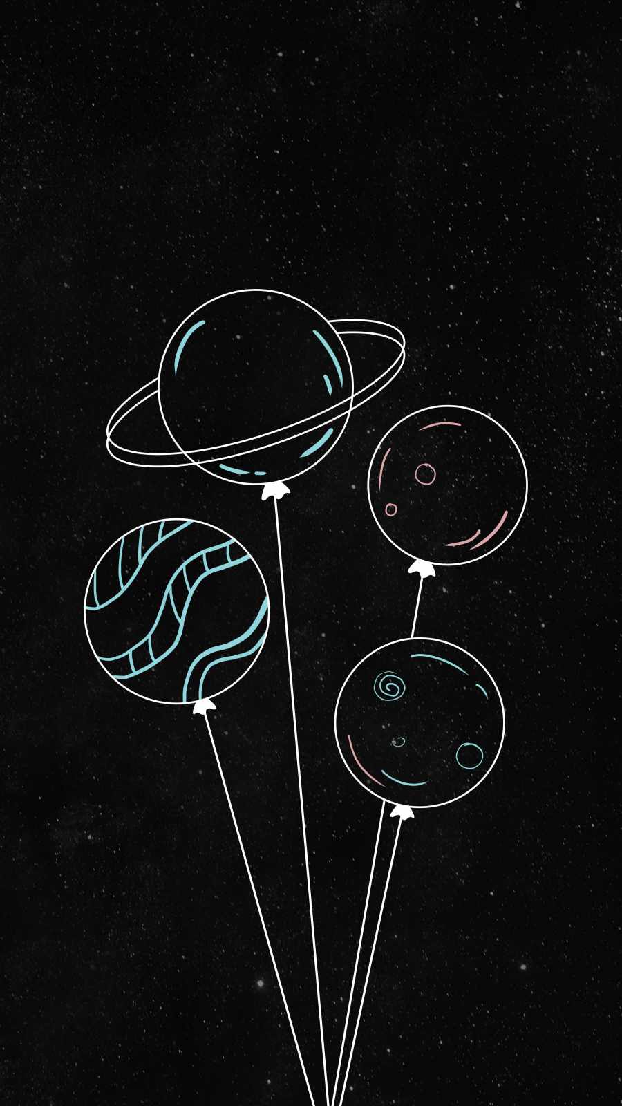 Space Balloons Art iPhone Wallpaper