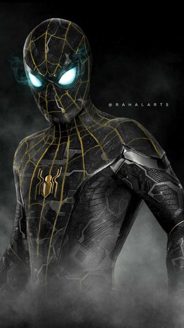 Spiderman Black and Gold Suit iPhone Wallpaper