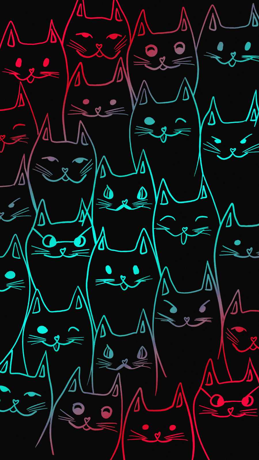 Toon Cats Amoled iPhone Wallpaper