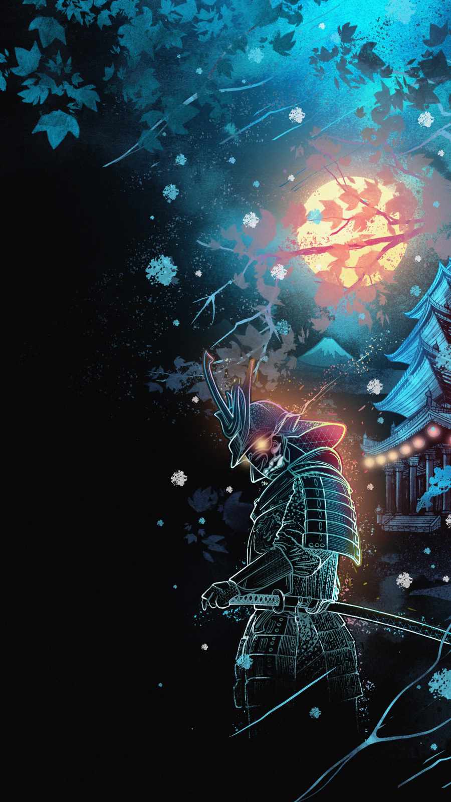 Winter Samurai iPhone Wallpaper