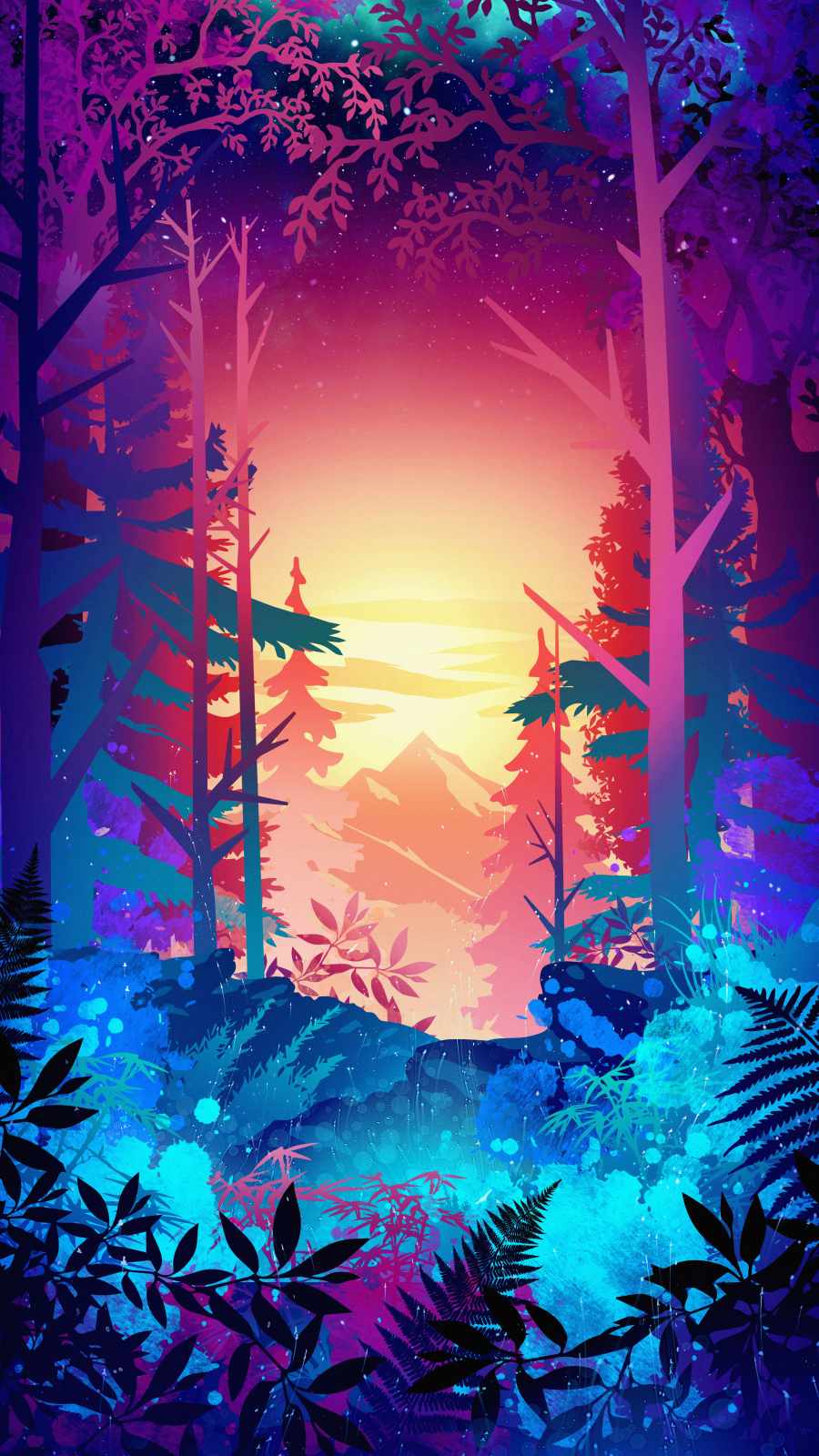 Colorful Forest iPhone Wallpaper