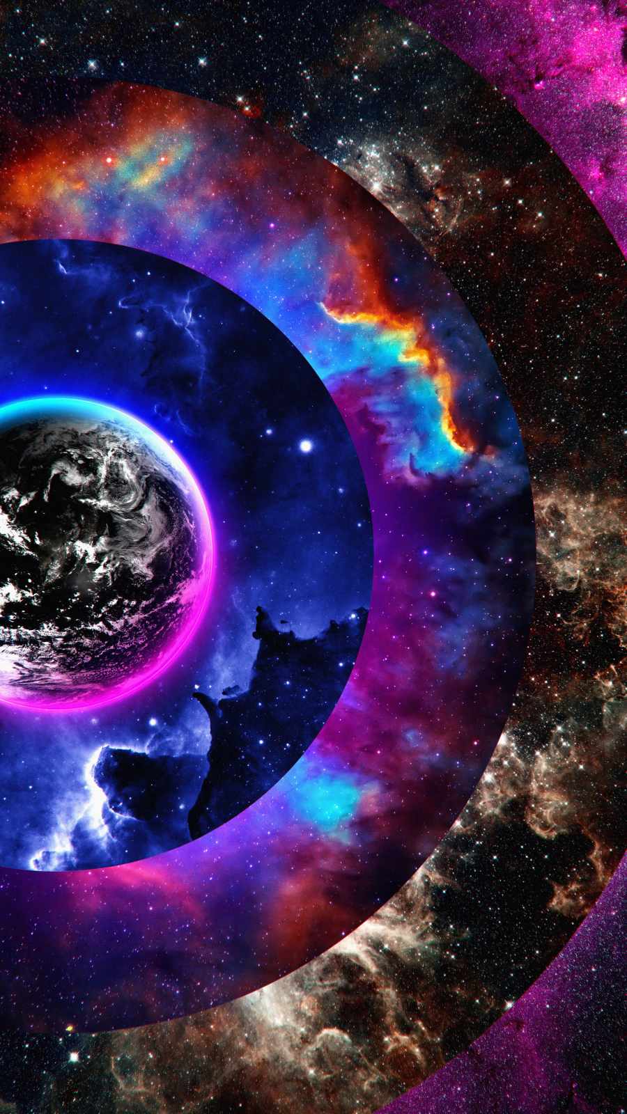 Cosmos Nebulas Around Earth iPhone Wallpaper
