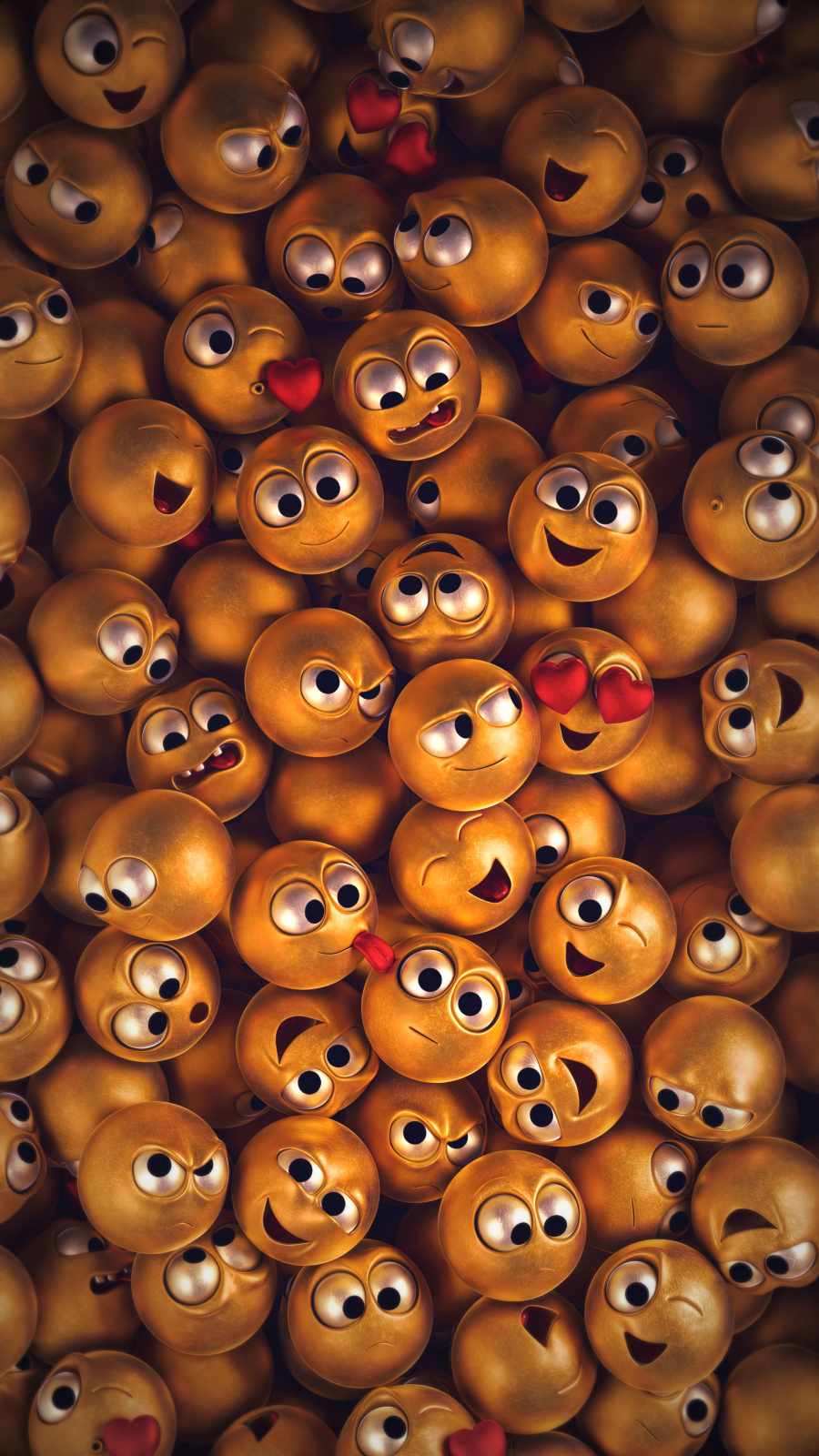Emoji Faces Golden iPhone Wallpaper