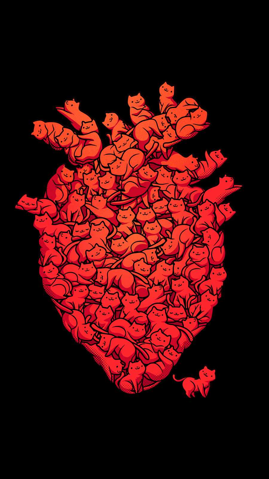 I Love Cat Heart iPhone Wallpaper