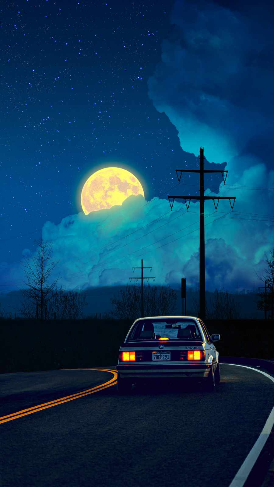 Moonlight Drive iPhone Wallpaper