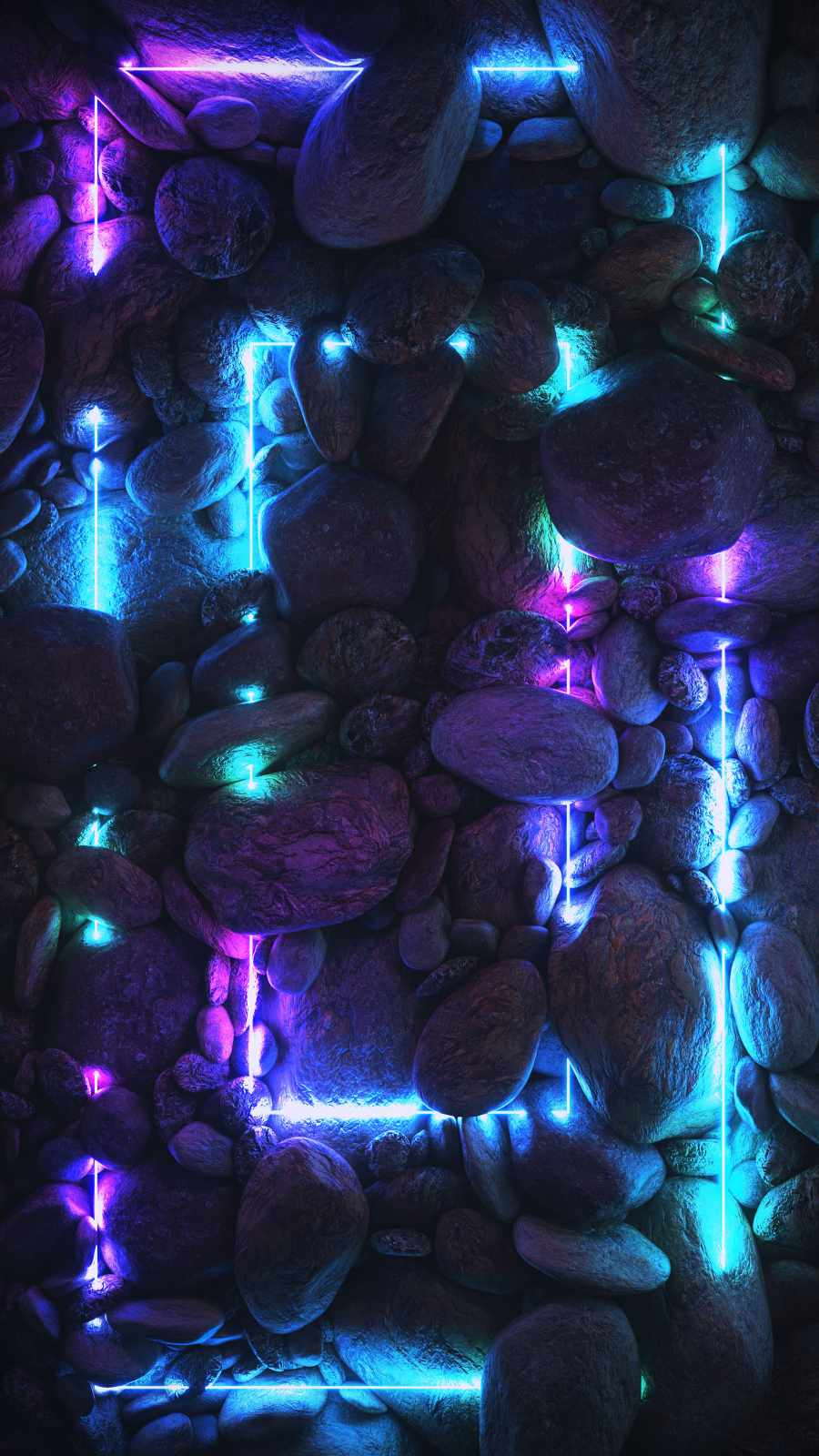 Neon Pebble Stones iPhone Wallpaper