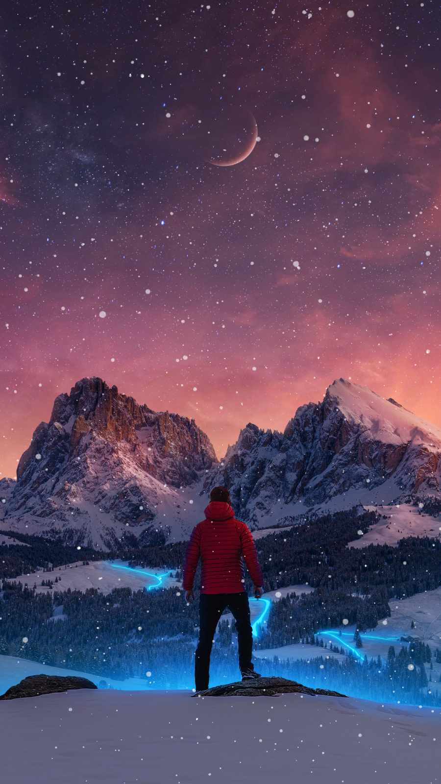 Neon Snow iPhone Wallpaper