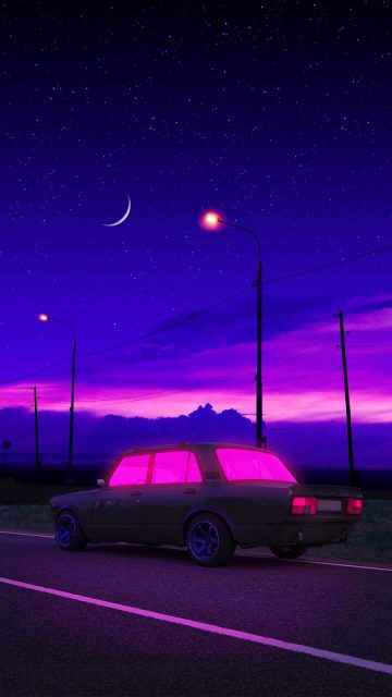 Night Drive iPhone Wallpaper